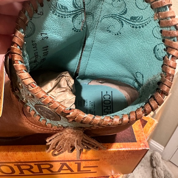 Corral Turquoise Conchos Ankle Boots - Picture 2 of 6
